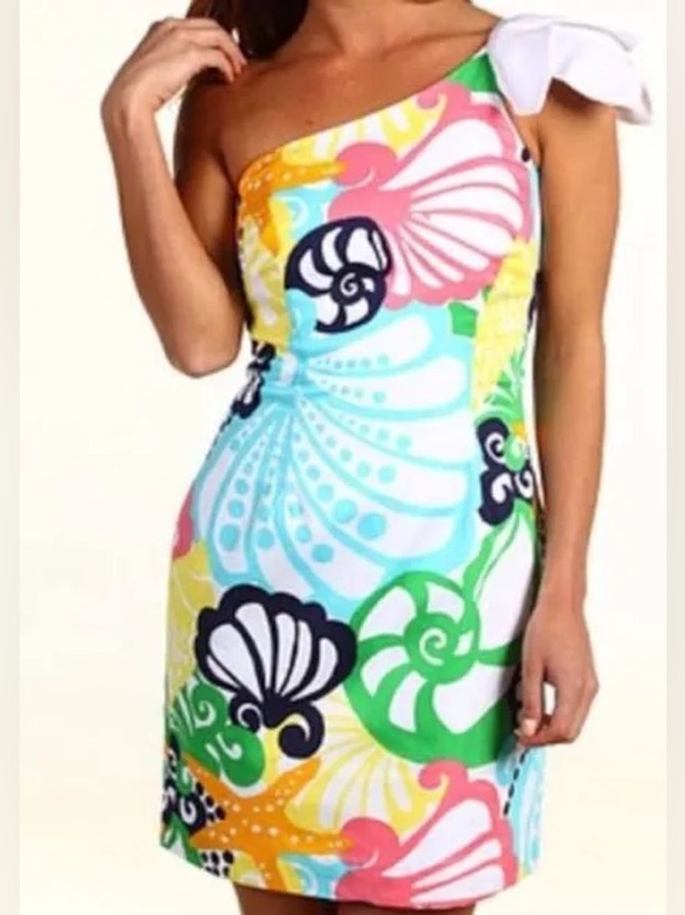 Lilly Pulitzer Women’s Minta Dress One Shoulder Cotton Mini Shift Size 00